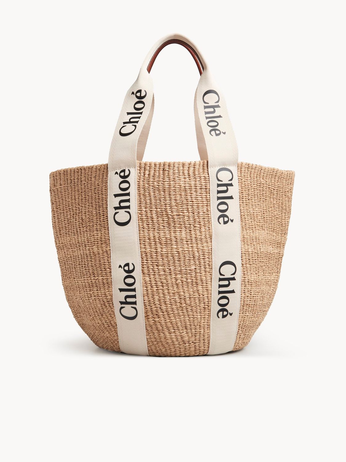 CHLOÉ Large Woody White Paper Tote Handbag for Women