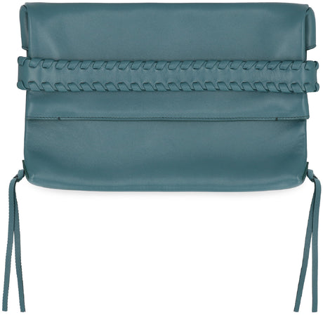 CHLOÉ Elegant Green Mini Leather Clutch 29x18 cm