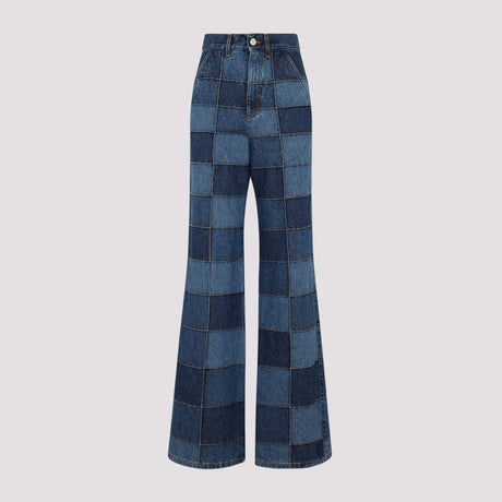 CHLOÉ Women's Blue Denim Flared Pants for FW23