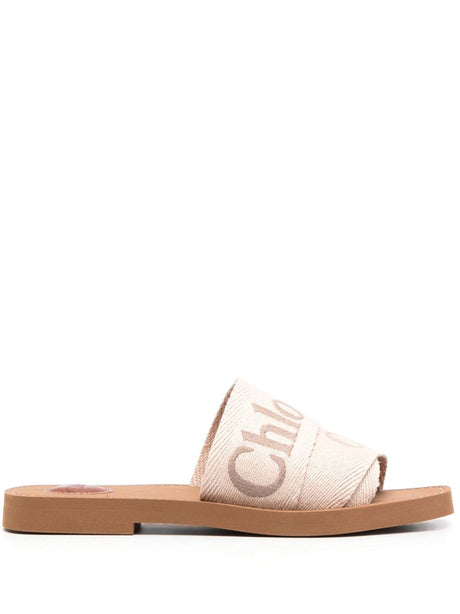 CHLOÉ Embroidered Logo Flat Sandals for Women