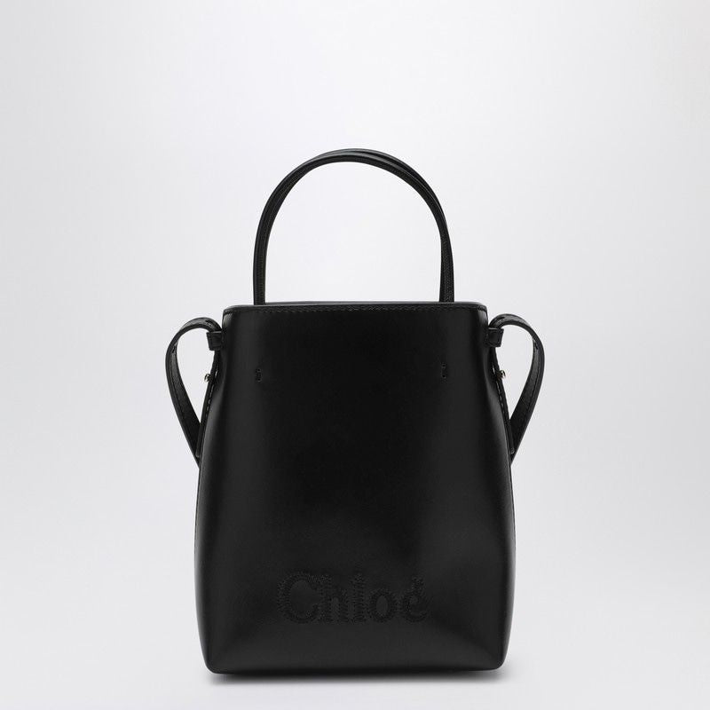 CHLOÉ Micro Sense Black Leather Tote Handbag