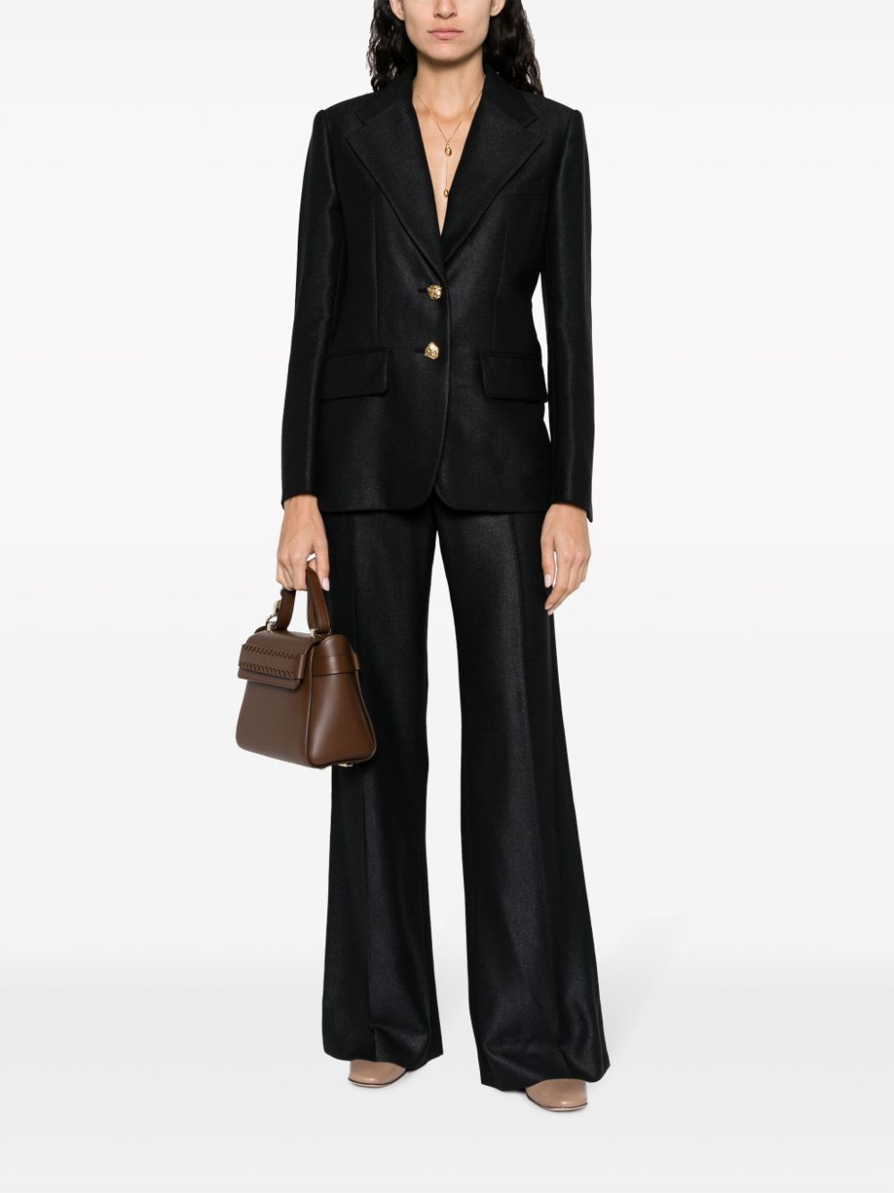 CHLOÉ Sophisticated Black Wool and Silk Flared Trousers for Women