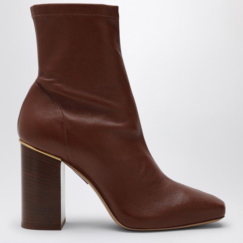 CHLOÉ Cognac-Colored Ambre Ankle Boots - Sophisticated Style for FW24