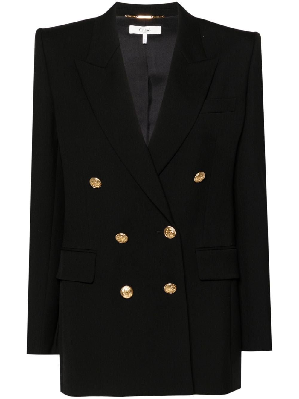 CHLOÉ Elegant Black Blazer with Six Golden Buttons for Women