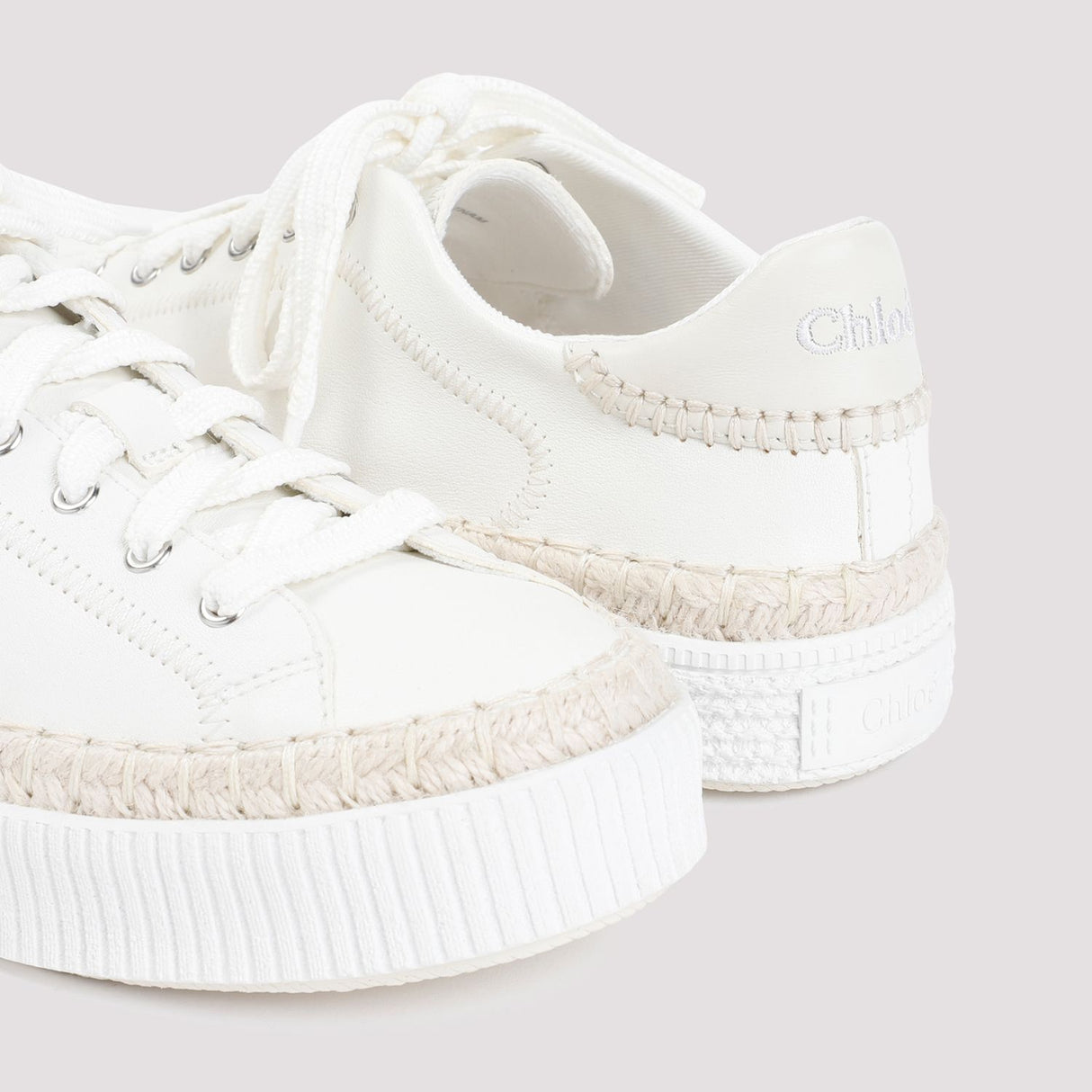 CHLOÉ NUDE & NEUTRALS LEATHER SNEAKERS FOR WOMEN