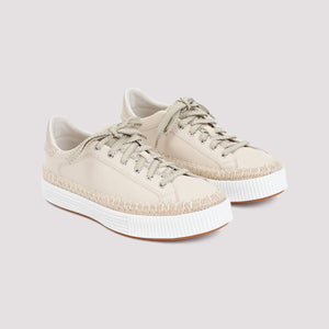 CHLOÉ NUDE & NEUTRALS LEATHER SNEAKERS FOR WOMEN