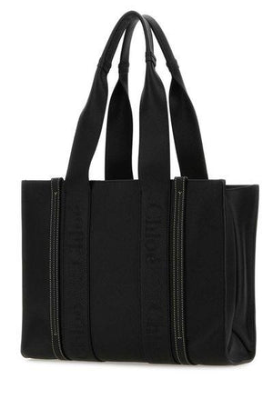 CHLOÉ Black Logo-Printed Tote Handbag for Women (SS24)