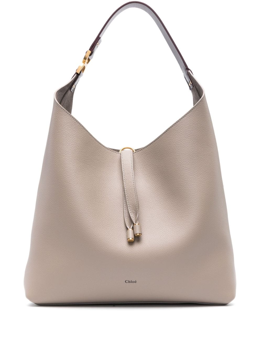 CHLOÉ Soft Grey Crossbody Bag with Tassel Details and Iconic Metal Detail