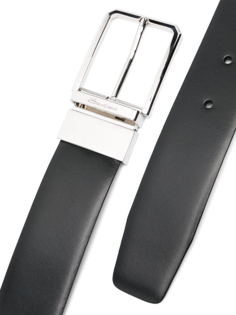 SANTONI Regular Leather Belt for Men