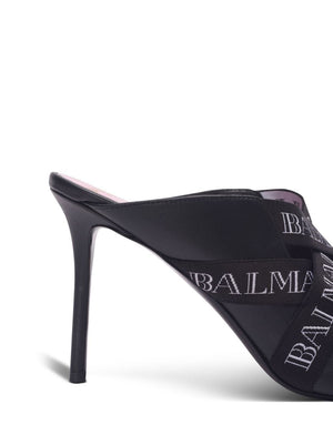 BALMAIN Luxurious Lamb Skin Noir Sandals