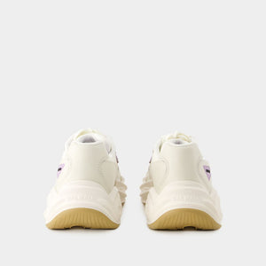 BALMAIN Beige Faux Leather and Suede Sneakers for Women