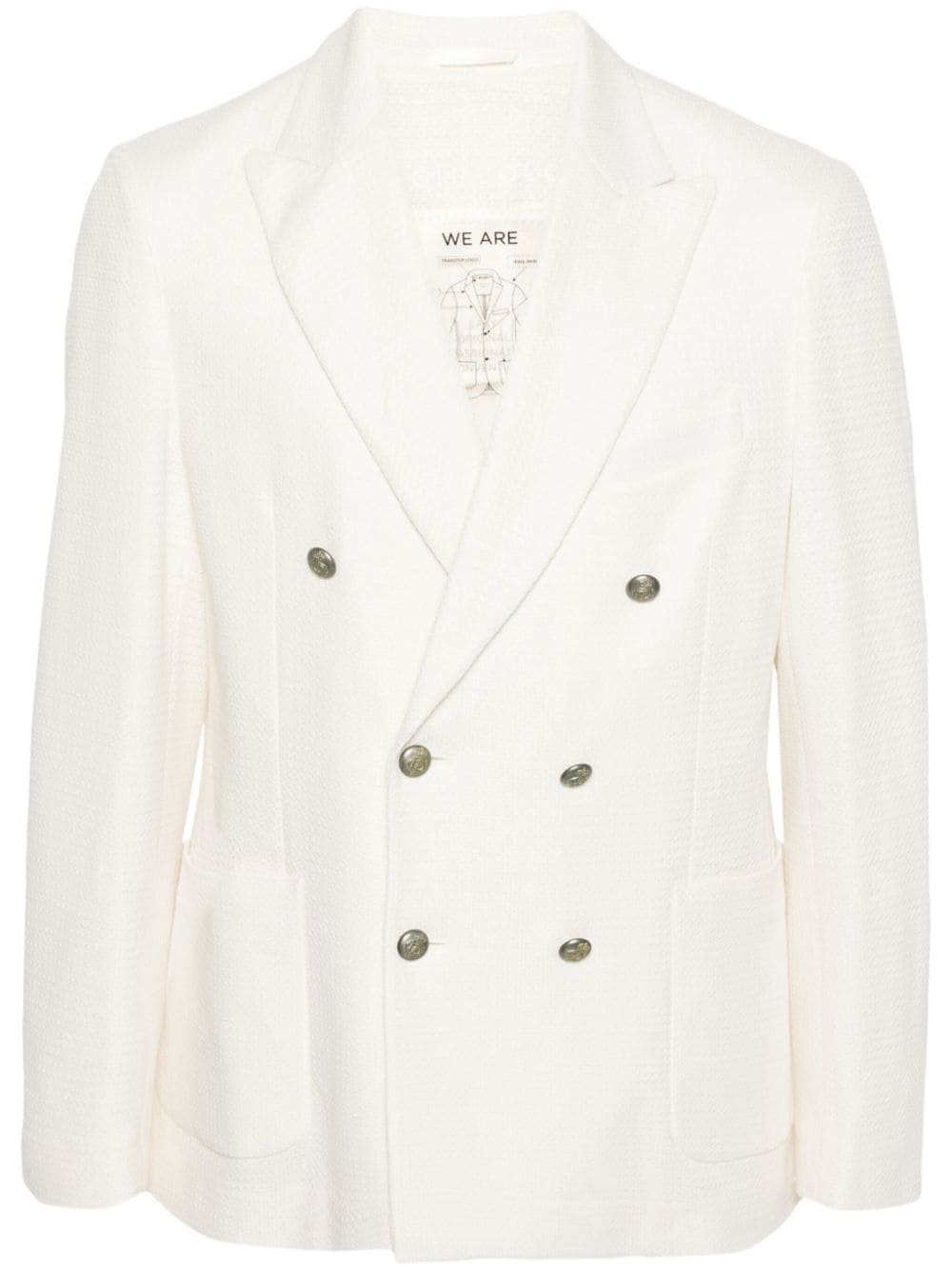 CIRCOLO 1901 Cream White Cotton-Linen Blend Double-Breasted Jacket for Men