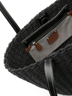 COACH Black Paper Straw Tote Handbag for Women - SS24 Collection