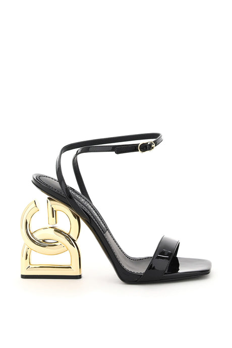 DOLCE & GABBANA Chic Mini Patent Leather Sandals with Crossed Logo Heel