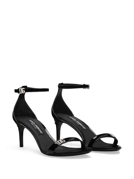 DOLCE & GABBANA Patent Leather Mini Sandals with Stiletto Heel