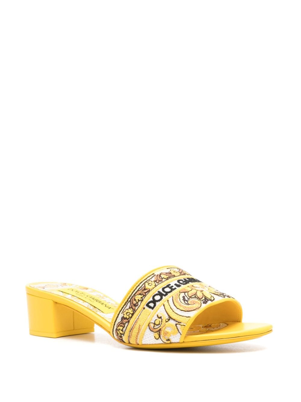 DOLCE & GABBANA Majolica Motif Embroidered Heel Sandals