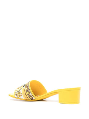 DOLCE & GABBANA Majolica Motif Embroidered Heel Sandals