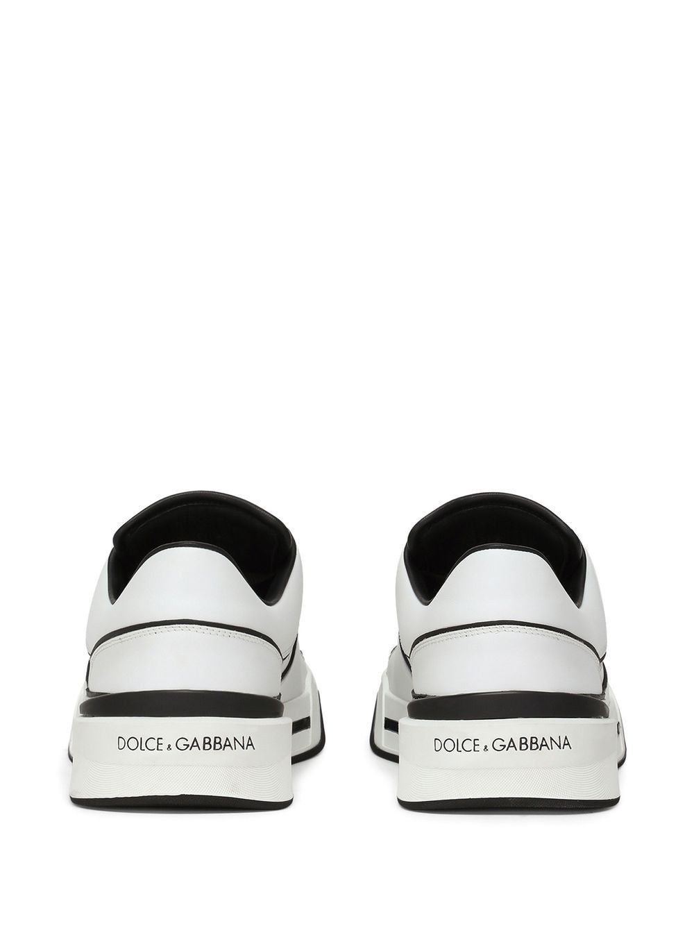 DOLCE & GABBANA NEW ROME Sneaker in White Calfskin with Black Trims for Men (FW23)