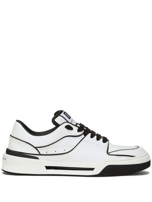 DOLCE & GABBANA NEW ROME Sneaker in White Calfskin with Black Trims for Men (FW23)