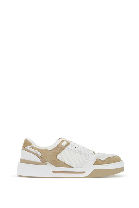 DOLCE & GABBANA New Rome Low-Top Sneakers in Multimaterial Design