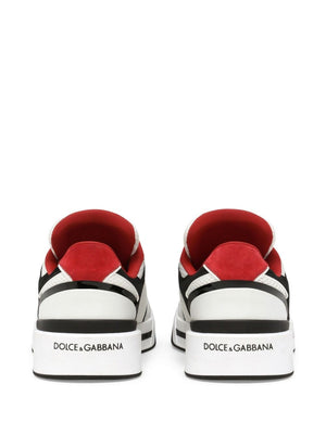 DOLCE & GABBANA Black Leather Panelled Sneakers for Men - SS24 Collection