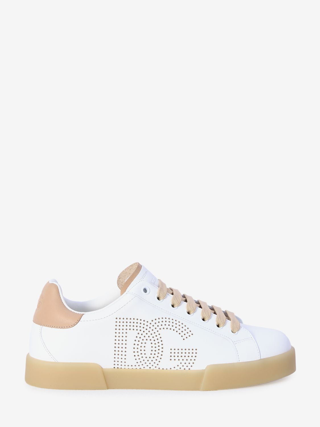 DOLCE & GABBANA Portofino Luxury Sneakers in White and Beige