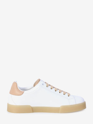 DOLCE & GABBANA Portofino Luxury Sneakers in White and Beige