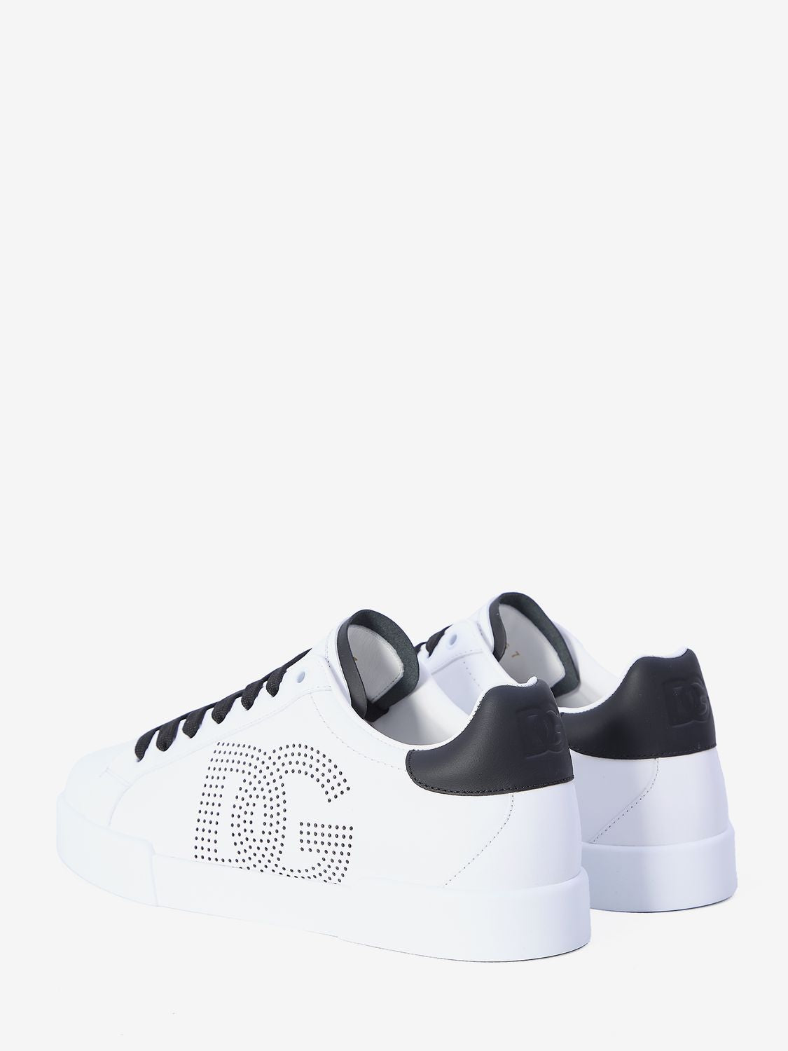 DOLCE & GABBANA Portofino Leather Sneakers - Black & White