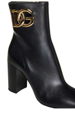 DOLCE & GABBANA Sleek Black Leather Ankle Boots for Women