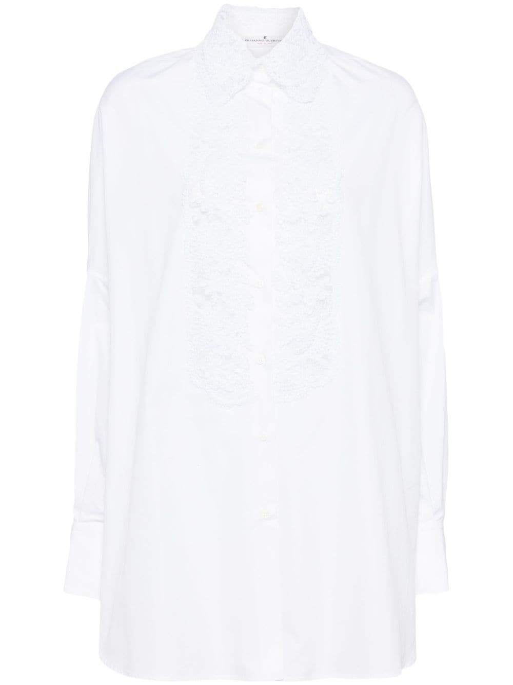 ERMANNO SCERVINO Women's White Oversized Floral-Lace Cotton Shirt