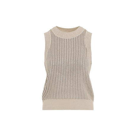 ERMANNO SCERVINO Elegant Cotton Top with Crystal Accents