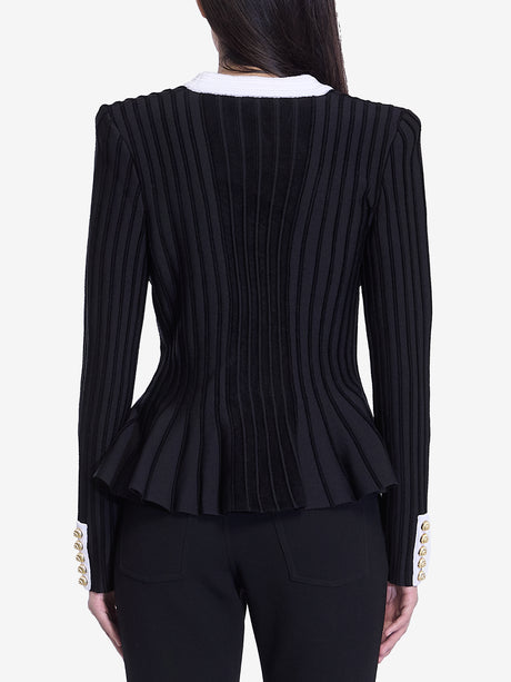 BALMAIN Structured Velvet Knit Jacket - Fitted Cut