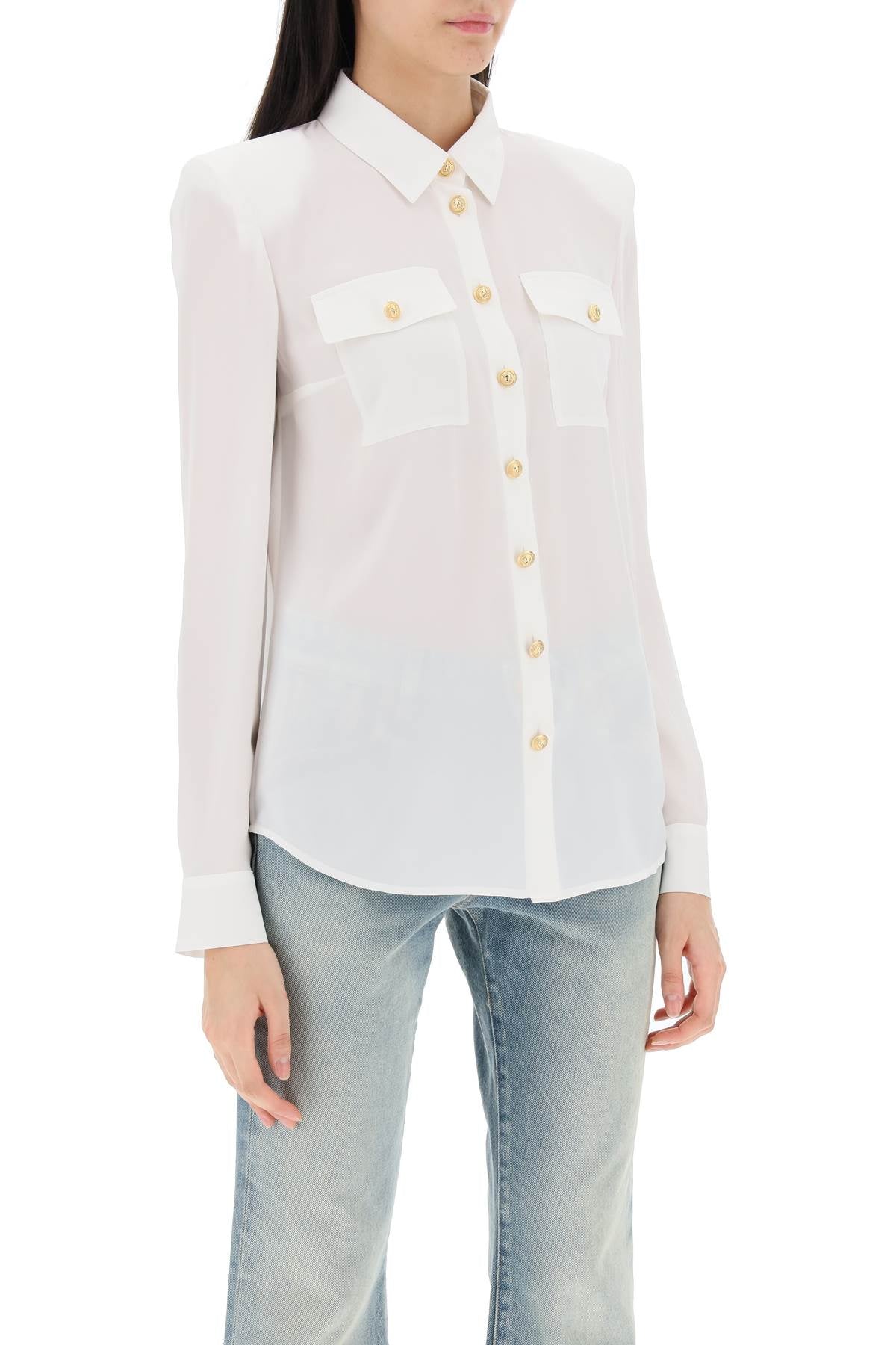 BALMAIN Buttoned Silk Shirt for Women - FW24 Collection