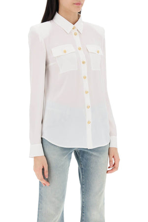 BALMAIN Buttoned Silk Shirt for Women - FW24 Collection