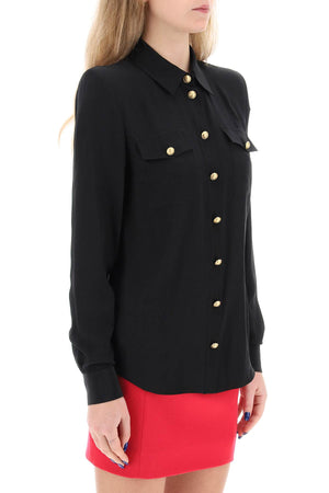 BALMAIN Buttoned Silk Shirt for Women - FW24 Collection