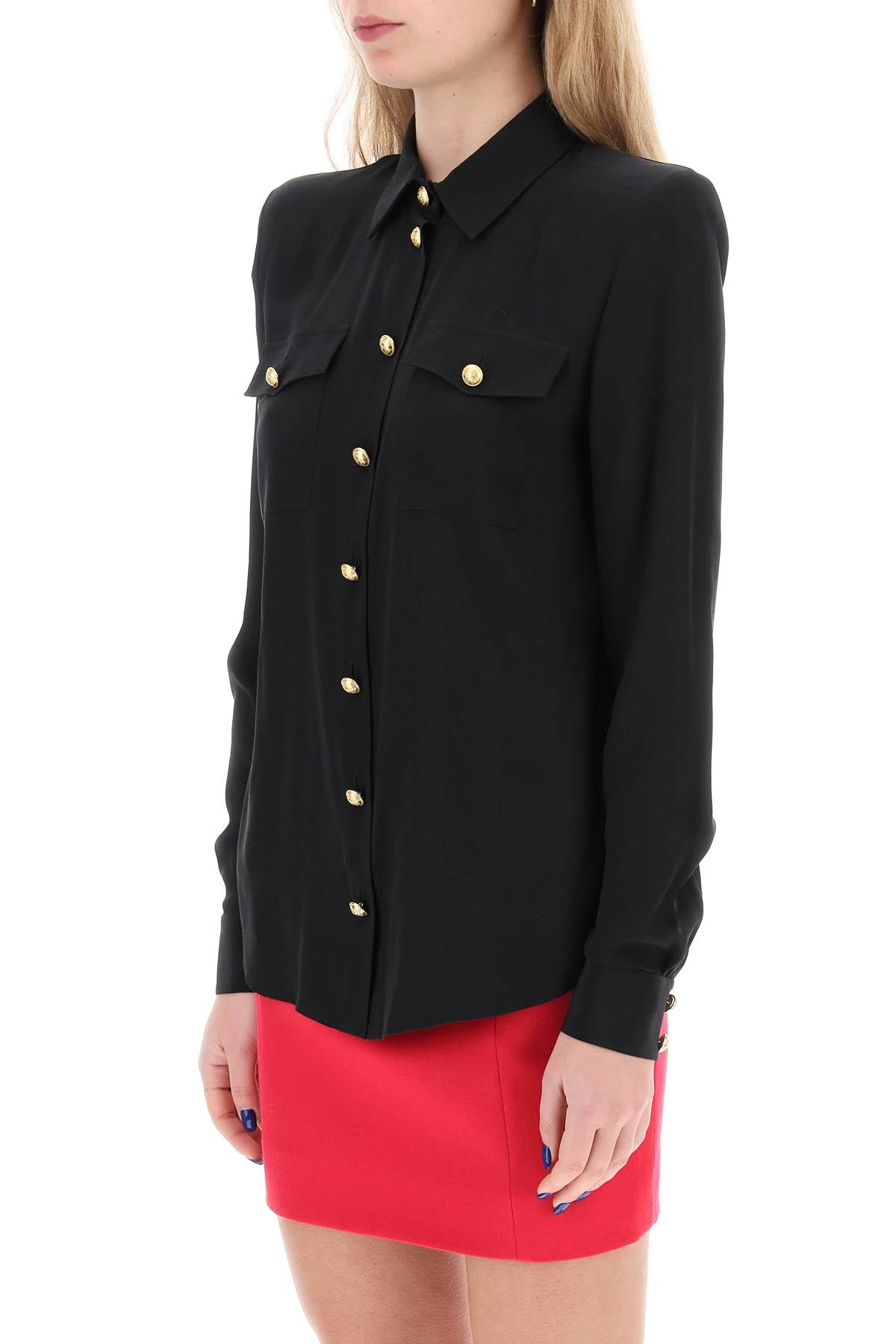 BALMAIN Buttoned Silk Shirt for Women - FW24 Collection