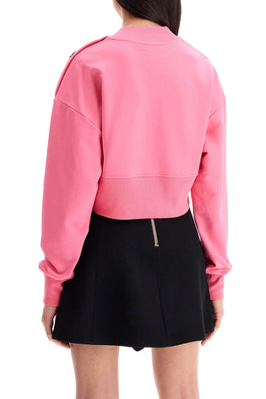 BALMAIN Chic Cropped Sweatshirt with Embellished Shoulder