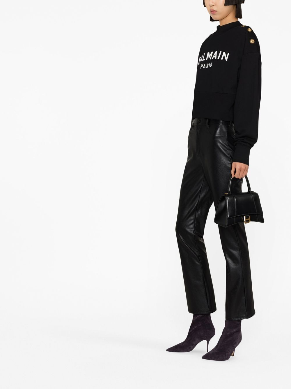 BALMAIN Chic Cropped Organic Cotton Sweatshirt