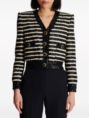 BALMAIN Sequined Striped Fashion Jacket