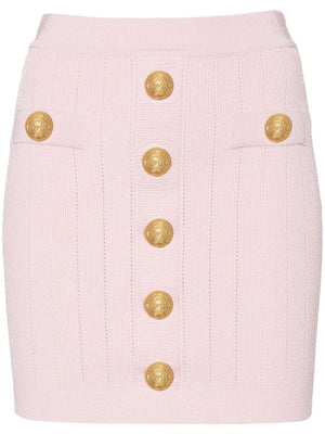 BALMAIN Elegant Pink Buttoned Mini Skirt