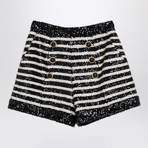 BALMAIN Striped Sequin Mini Shorts