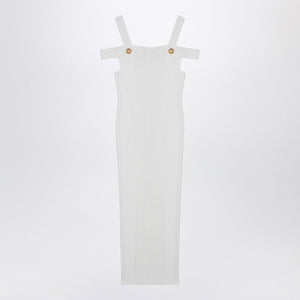 BALMAIN Elegant White Double-Strap Midi Dress