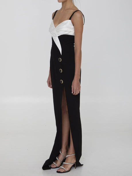 BALMAIN Elegant Bicolor Long Dress with Front Slit