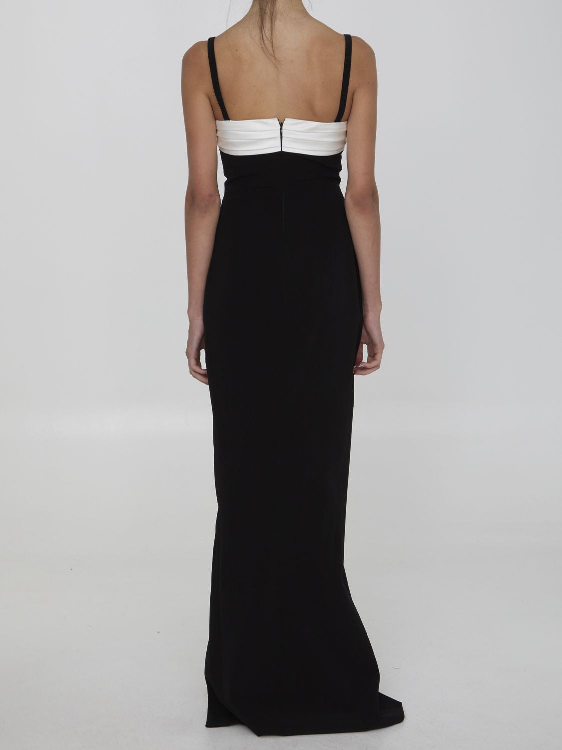 BALMAIN Elegant Bicolor Long Dress with Front Slit