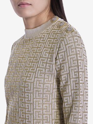 BALMAIN Labyrinth Monogram Long-Sleeved Top