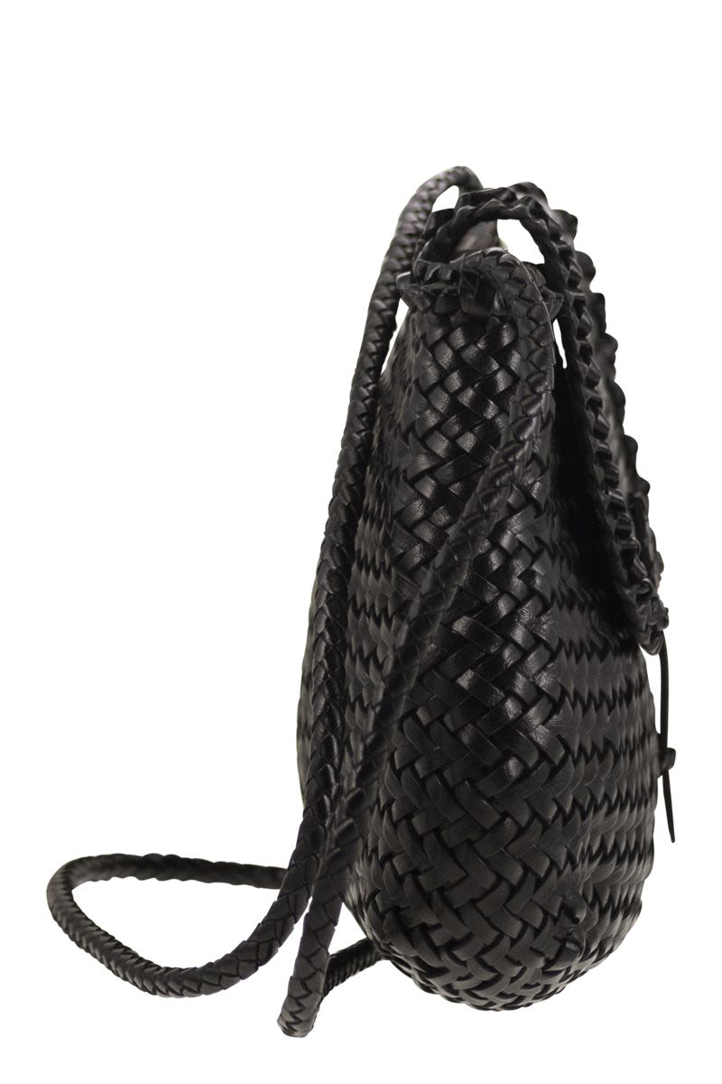 DRAGON Woven Leather Crossbody Handbag - Medium