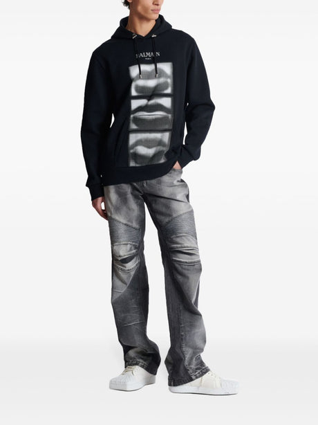 BALMAIN Lips Print Hoodie for Men - FW24 Collection