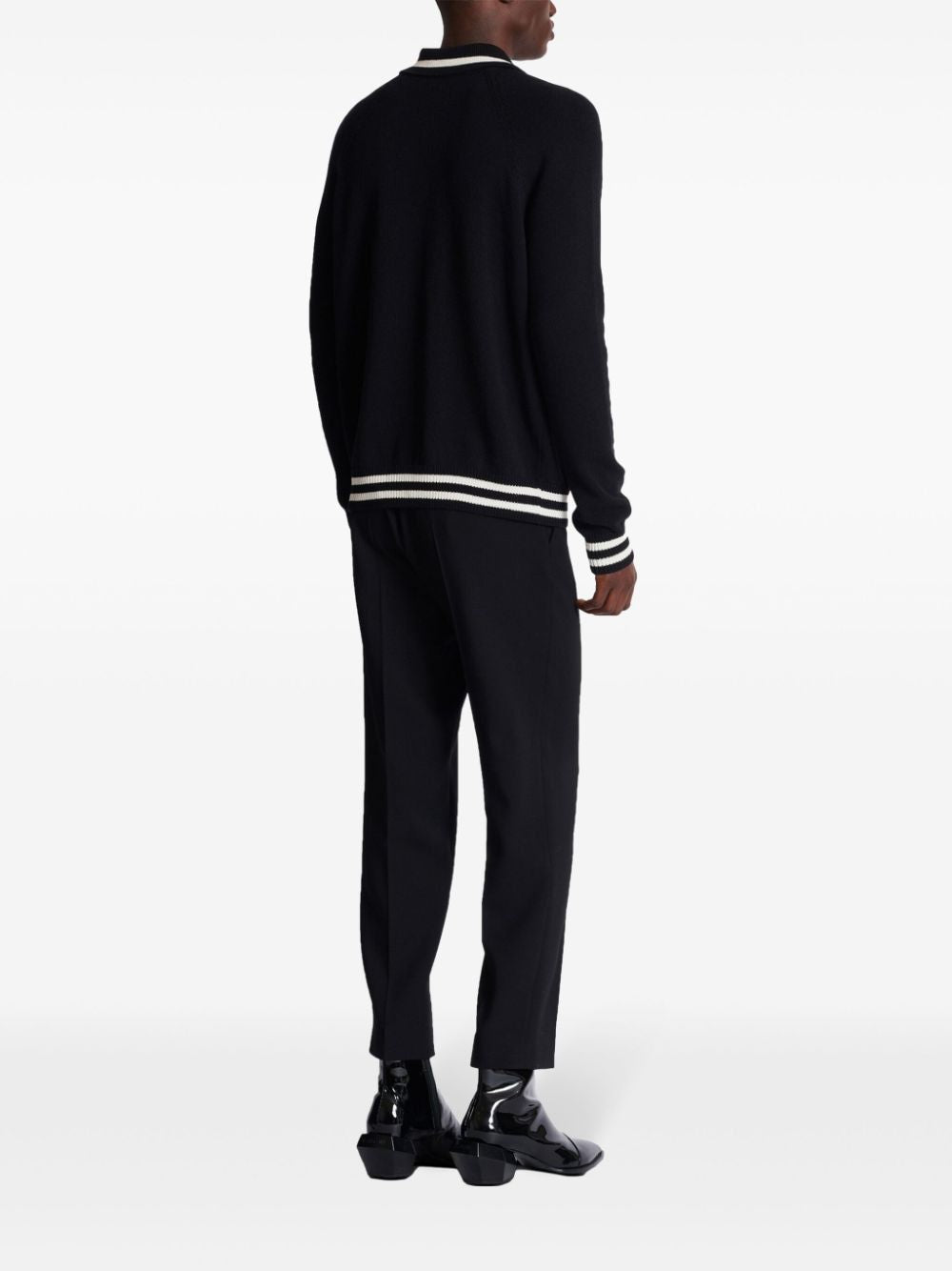 BALMAIN Long Sleeve Signature Wool Polo for Men