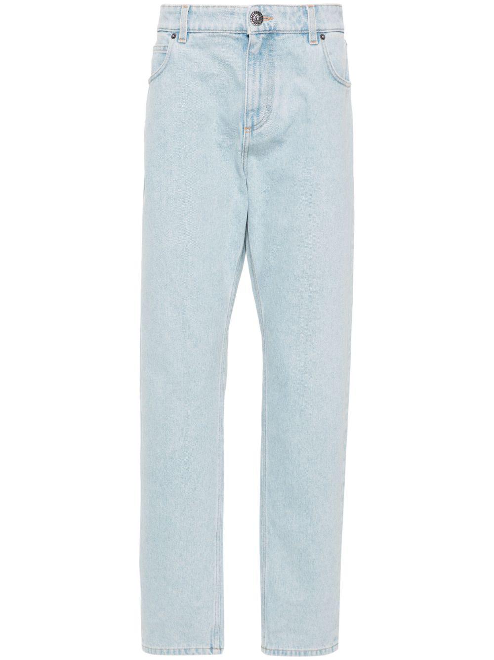 BALMAIN Regular Fit Light Blue Denim Jeans