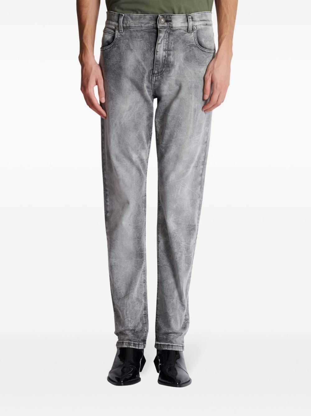 BALMAIN Contemporary Grey Wash Denim Jeans